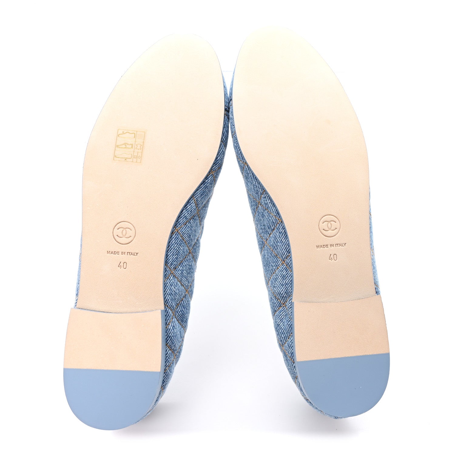 Chanel Denim Quilted Cap Toe CC Ballerina Flats 40 Light Blue 6 of 10