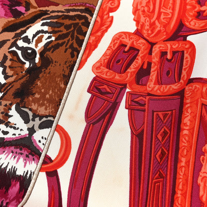 Hermes Silk Carre En Carres Scarf 90 Corail Brun Framboise 3 of 4