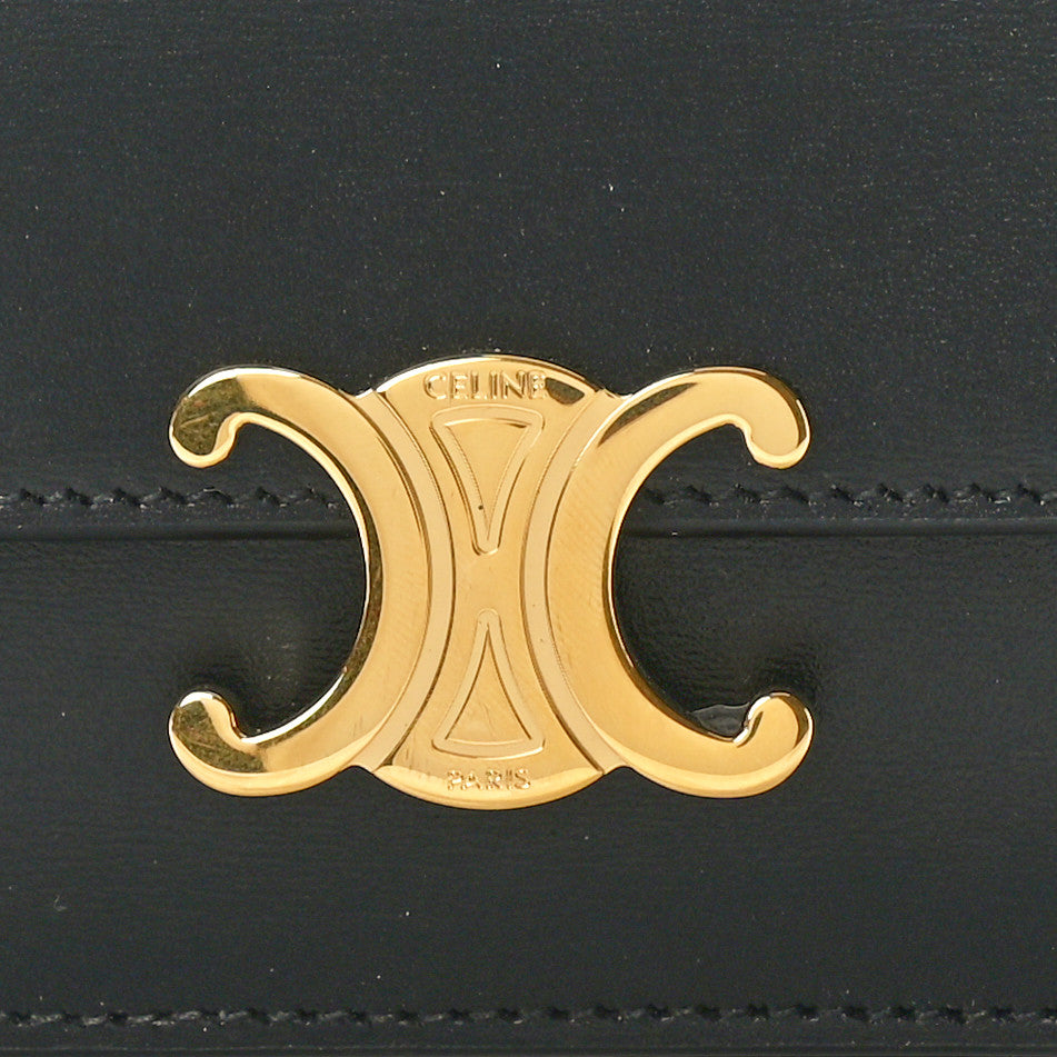 Celine Shiny Smooth Calfskin Triomphe Card Holder Black 8 of 9