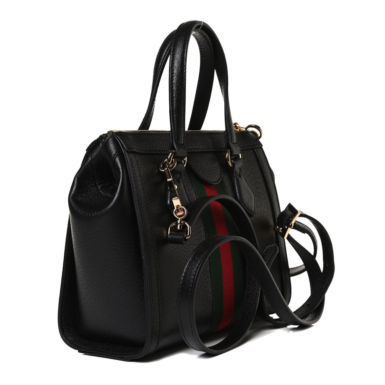 Gucci Textured Calfskin Web Small Ophidia Tote Bag Black 3 of 14