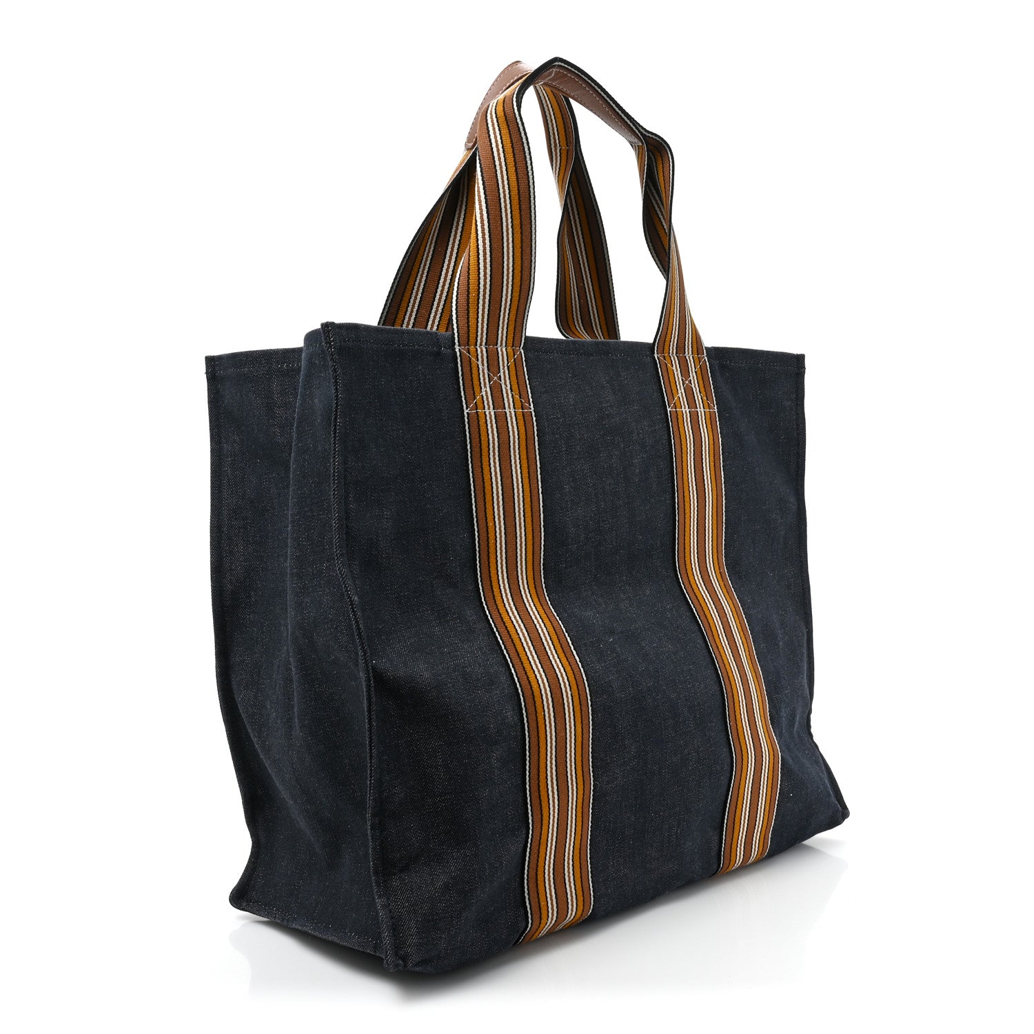 Loro Piana Denim Cotton Canvas The Suitcase Stripe Tote Blue 3 of 11
