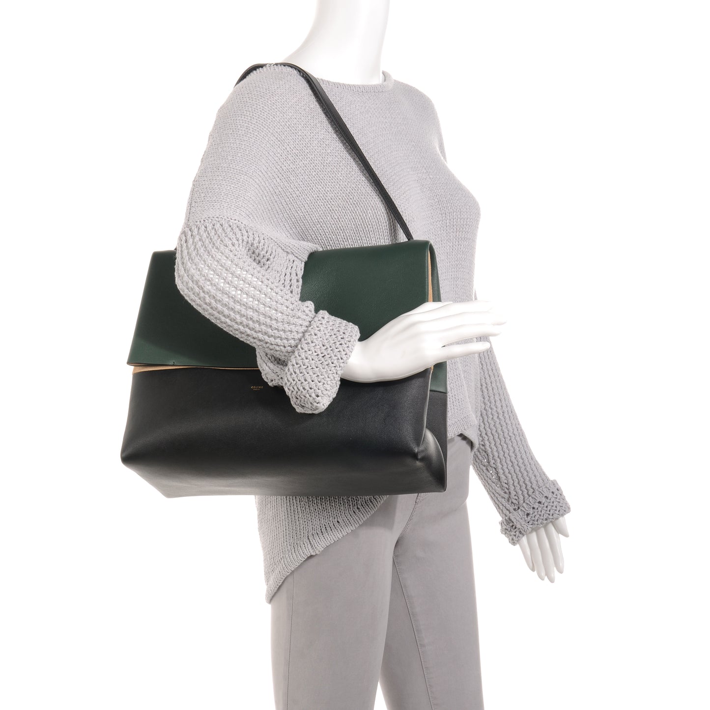 Calfskin Suede Tri-Color All Soft Shoulder Bag