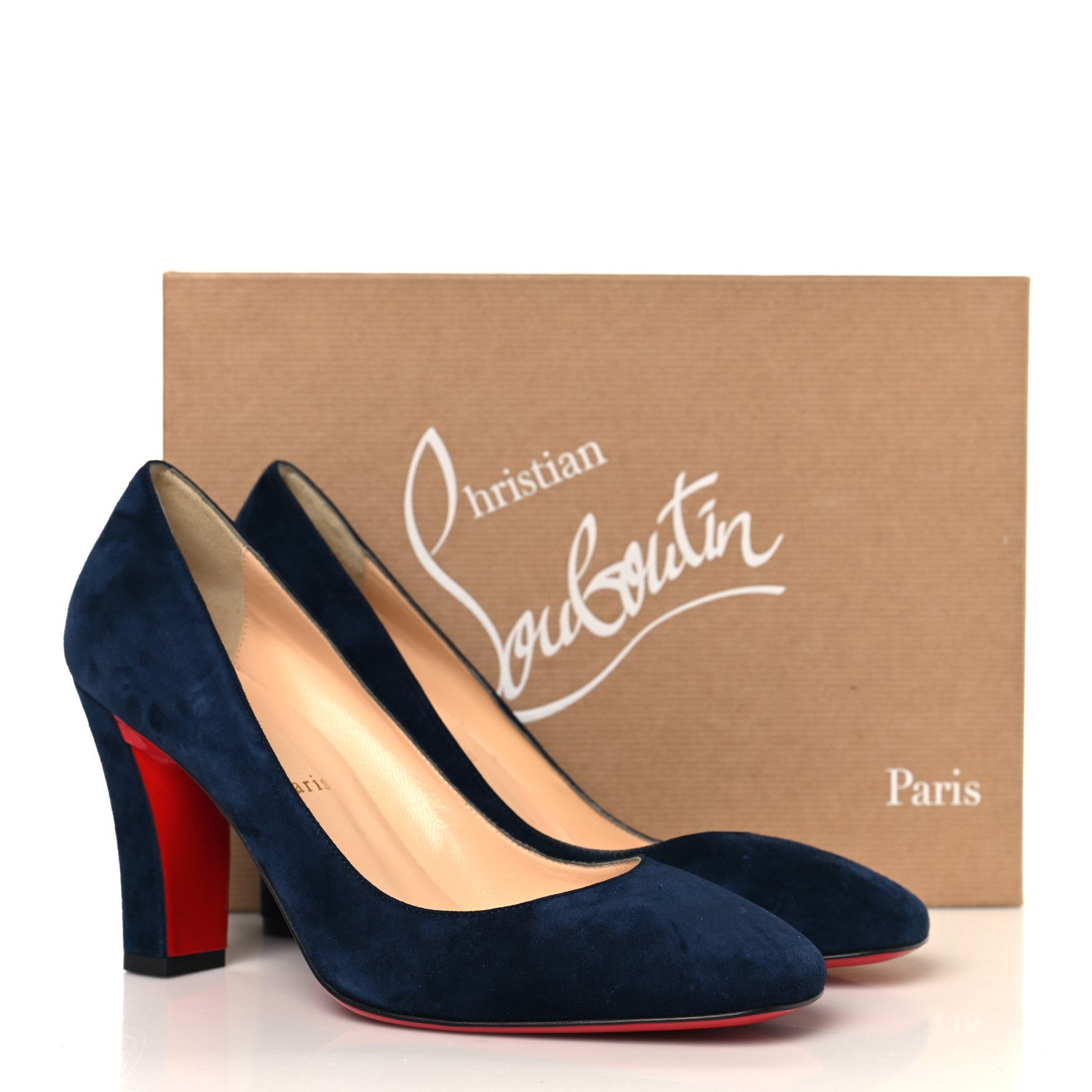 Christian Louboutin Veau Velours Viva 85 Pumps 38.5 Navy 1837904