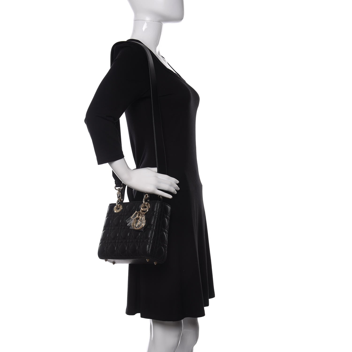 Christian Dior Lambskin Cannage Small My ABCDior Lady Dior Black 2 of 11