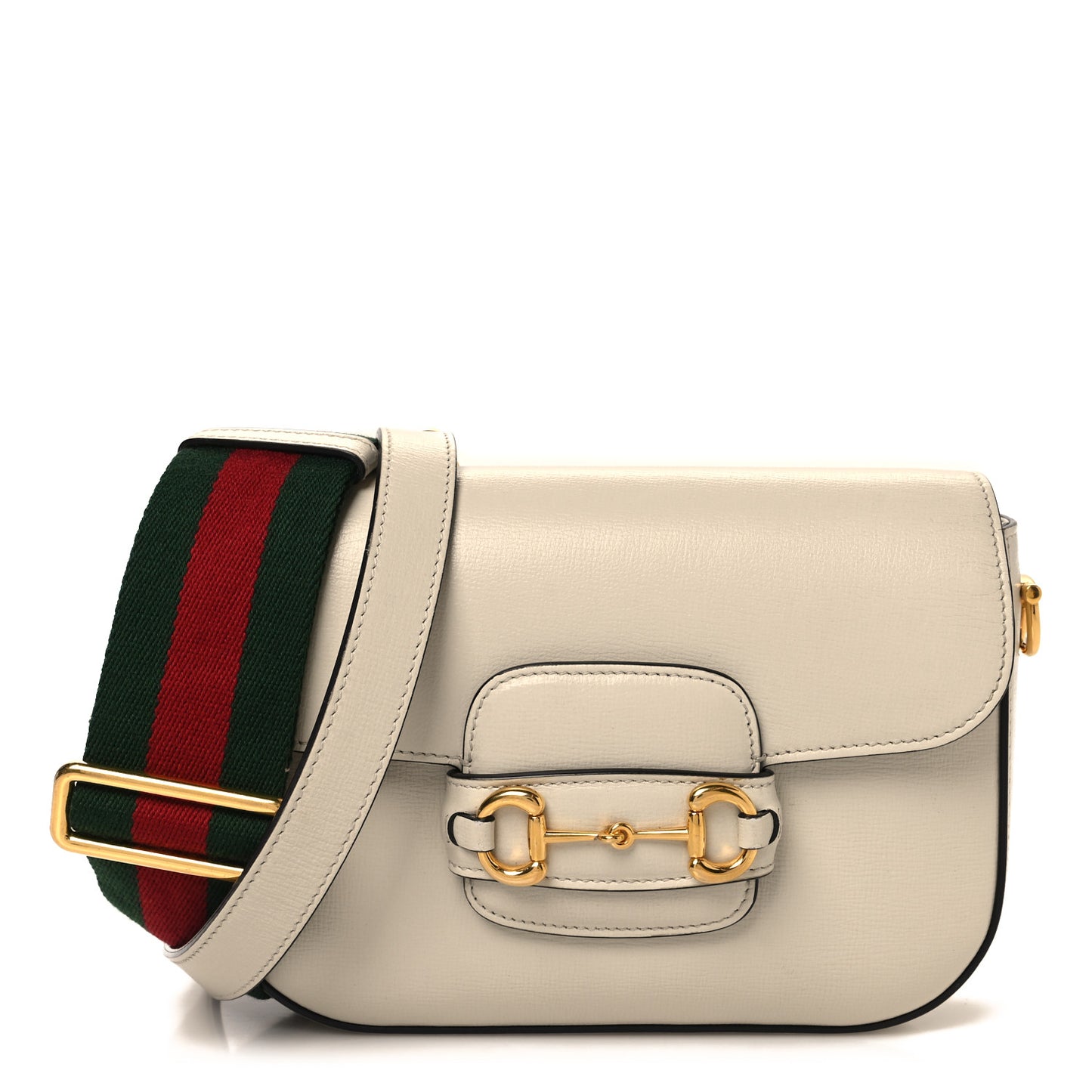 Azalea Calfskin Web Mini Horsebit 1955 Shoulder Bag Mystic White