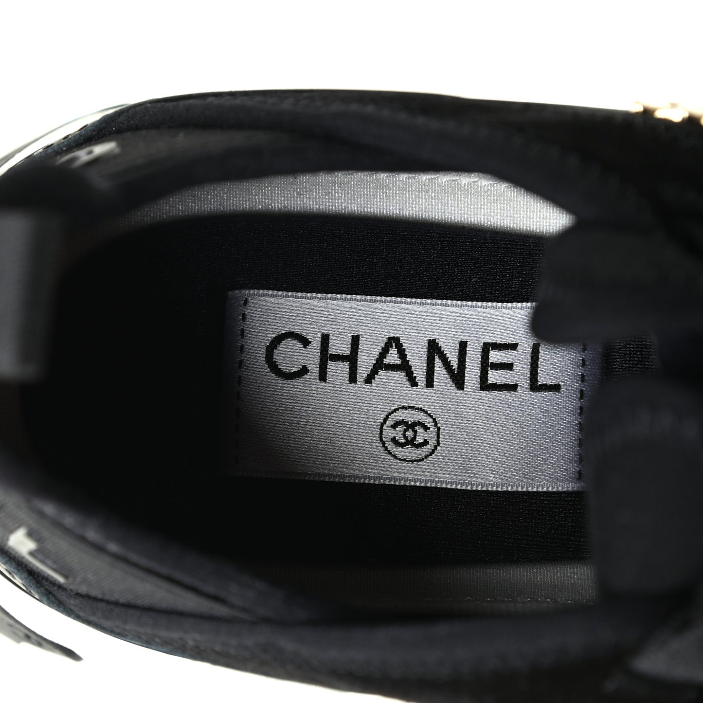 Velvet Calfskin Mixed Fibers CC Sneakers 36.5 Black