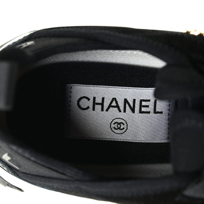 Chanel Velvet Calfskin Mixed Fibers CC Sneakers 36.5 Black 6 of 9