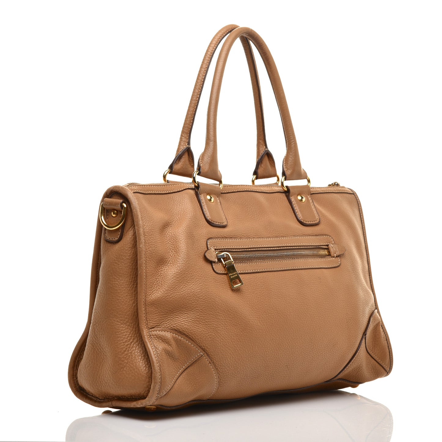 Vitello Daino Shopping Satchel Caramel