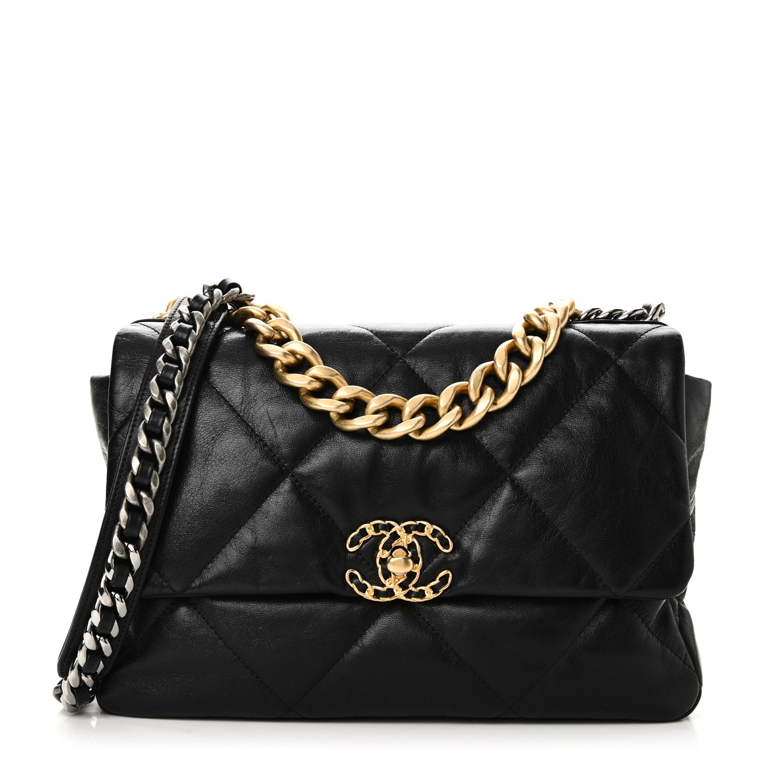 Chanel Goatskin Quilted Large Chanel 19 Flap Black 1 of 11