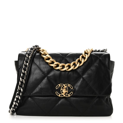 Chanel Goatskin Quilted Large Chanel 19 Flap Black 1 of 11