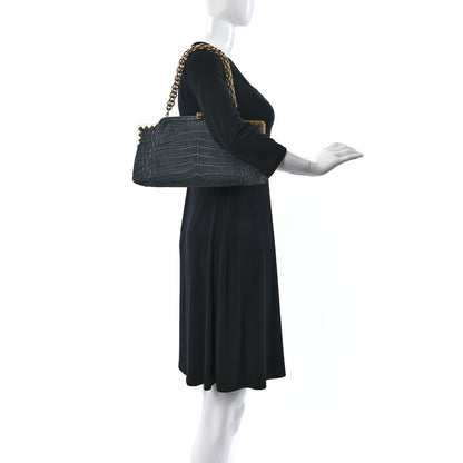 Bottega Veneta Crocodile Vendome Shoulder Bag Grey 3 of 8