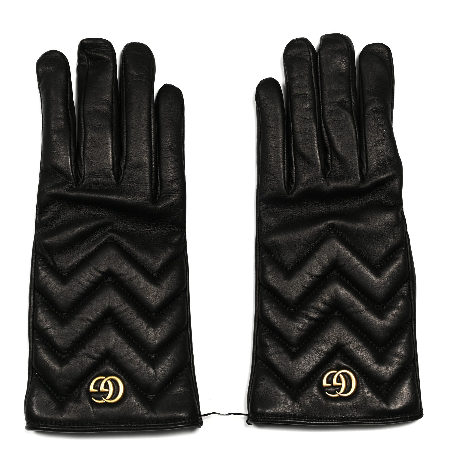 Gucci Lambskin Matelasse Marmont Gloves L Black 1 of 4