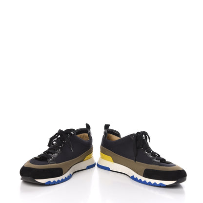 Hermes Technical Canvas Suede Goatskin Calfskin Mens Rapid Sneakers 42.5 Khaki Black 7 of 11