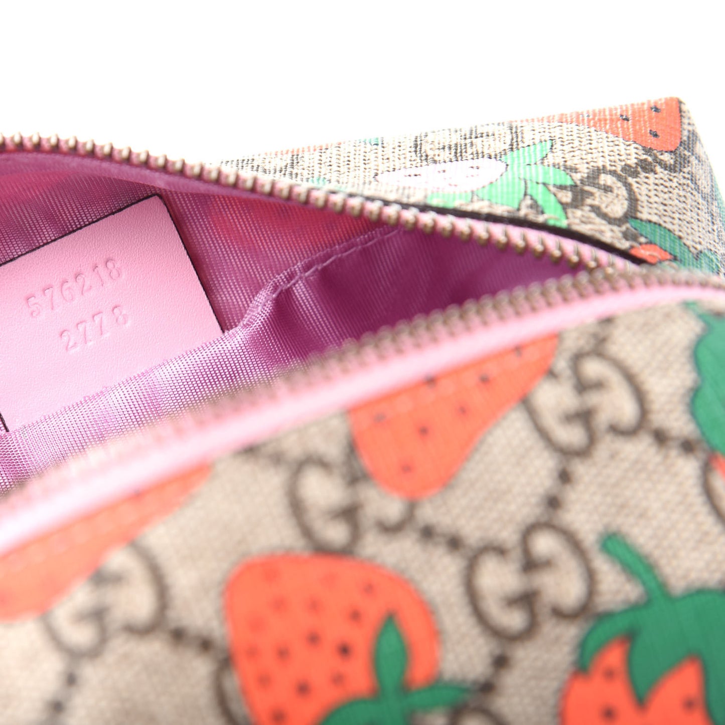 GG Supreme Monogram Strawberry Cosmetic Case