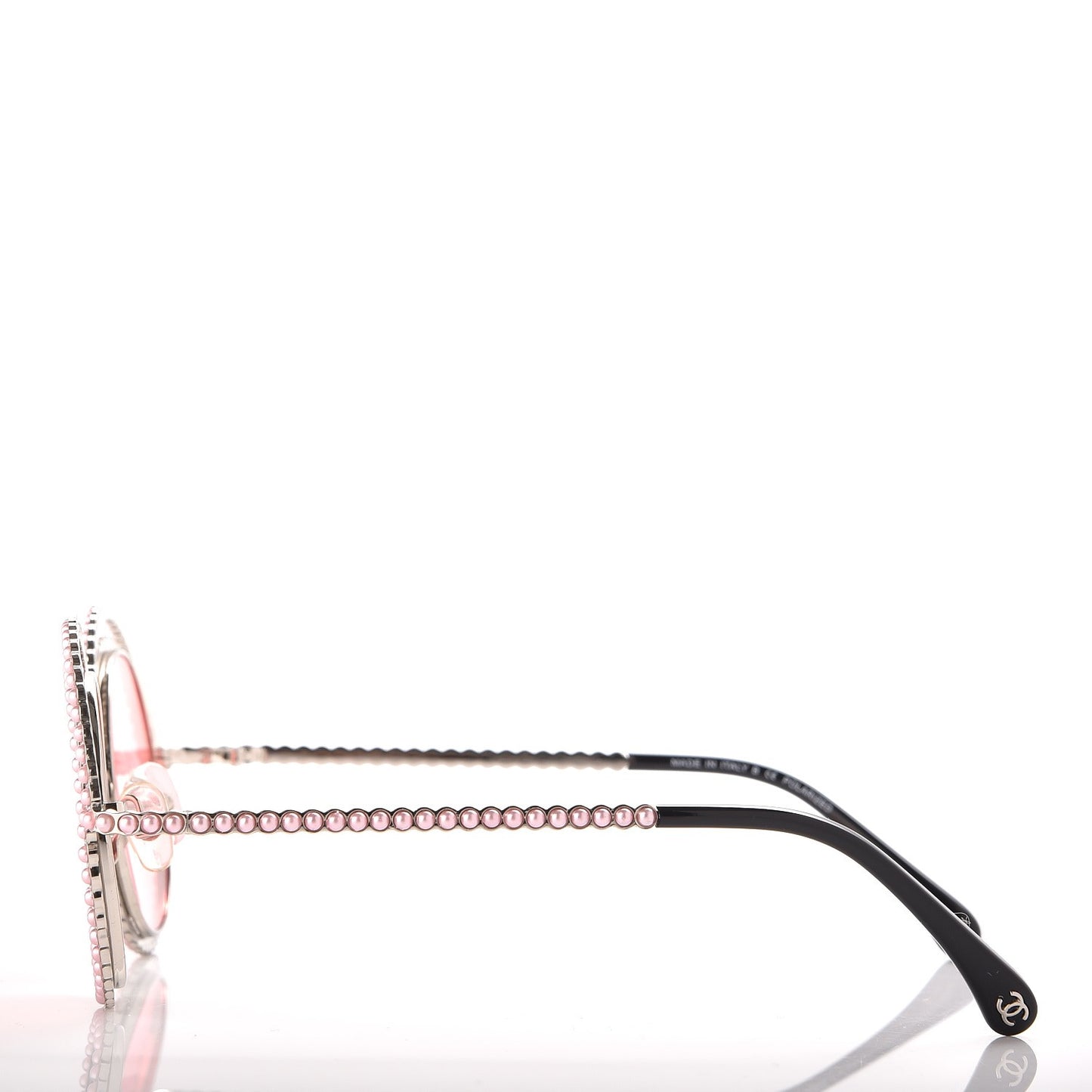 Metallic Pearl Round Polarized Sunglasses 9521-H Pink Silver