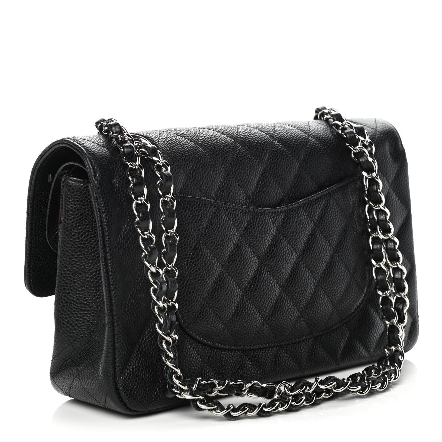 Caviar Quilted Medium Double Flap Black