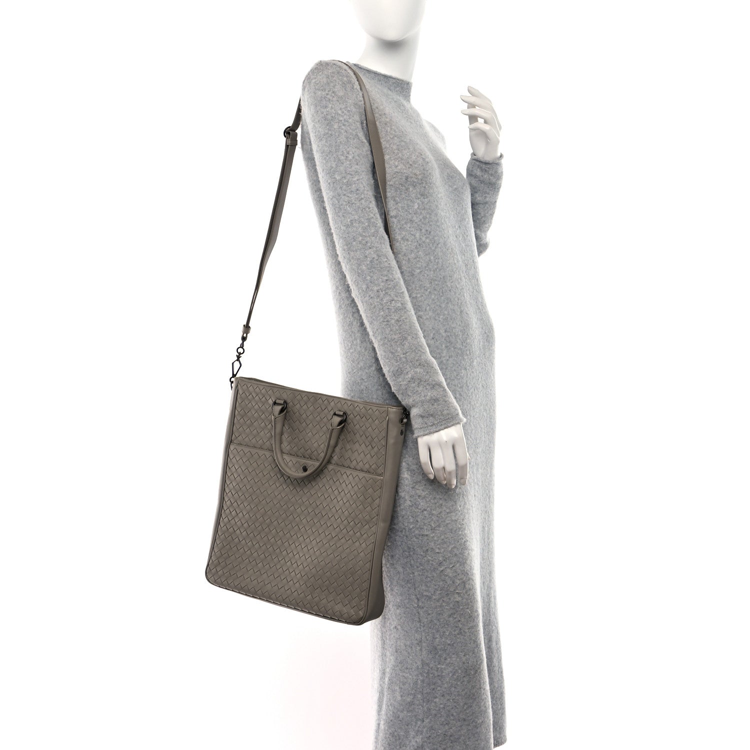 Bottega Veneta Nappa Intrecciato Front Pocket Convertible Tote Grey 2 of 8