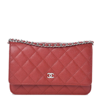 Chanel Caviar Quilted Wallet on Chain WOC Red 1 of 11