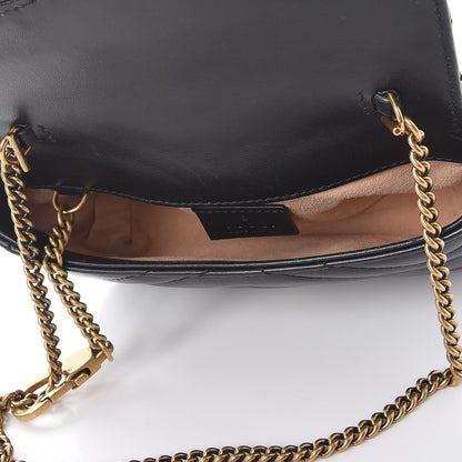 Gucci Calfskin Matelasse Super Mini GG Marmont Shoulder Bag Black 7 of 10