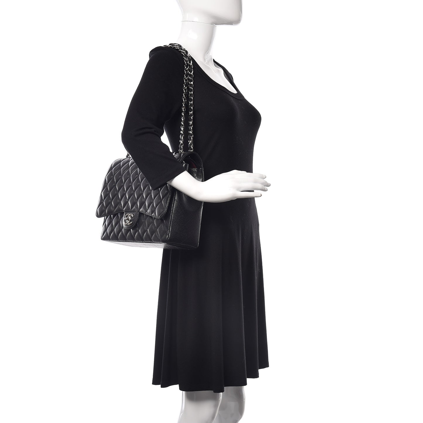 Caviar Quilted Maxi Double Flap Black