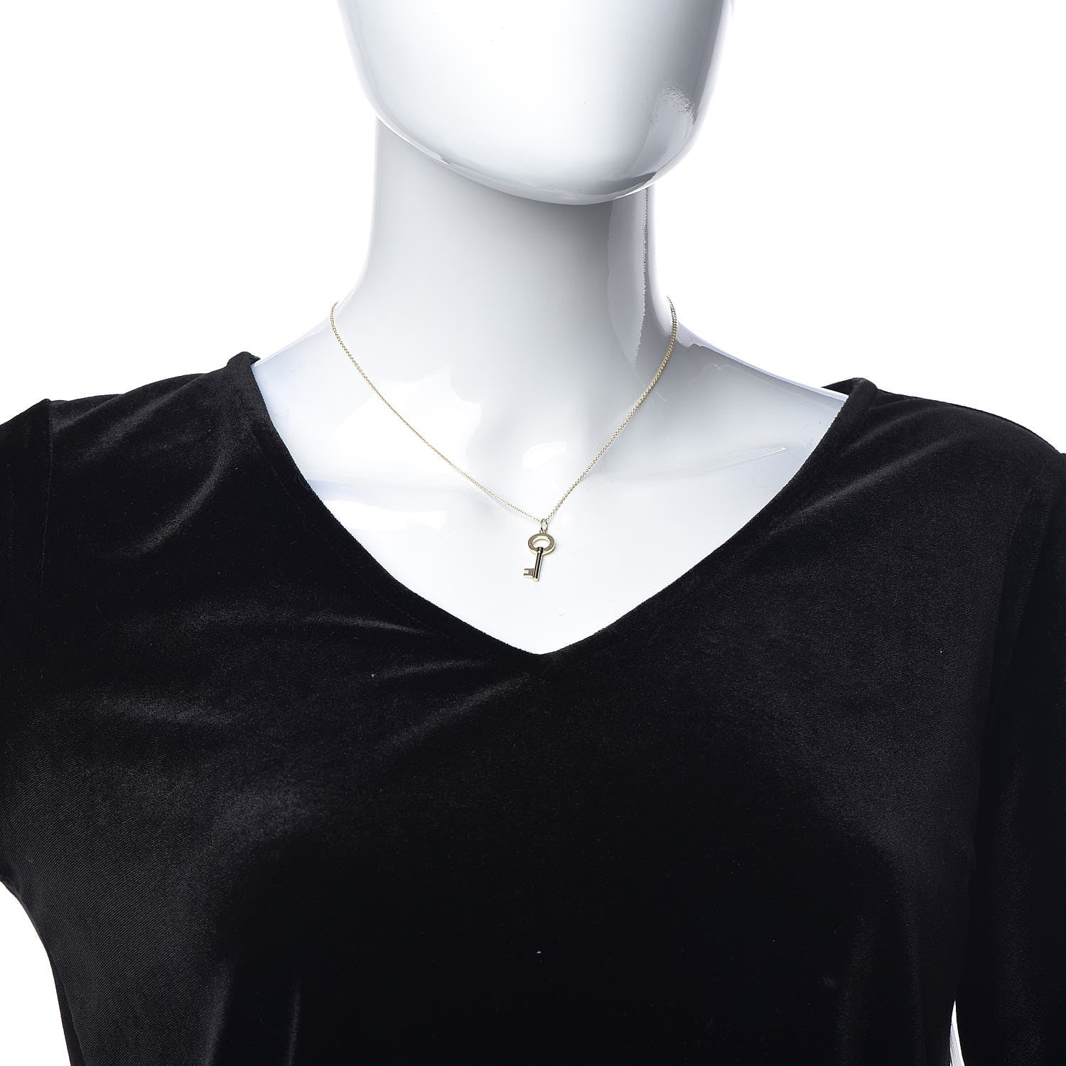 Tiffany 18K Yellow Gold Modern Keys Open Round Key Pendant Necklace 2 of 7