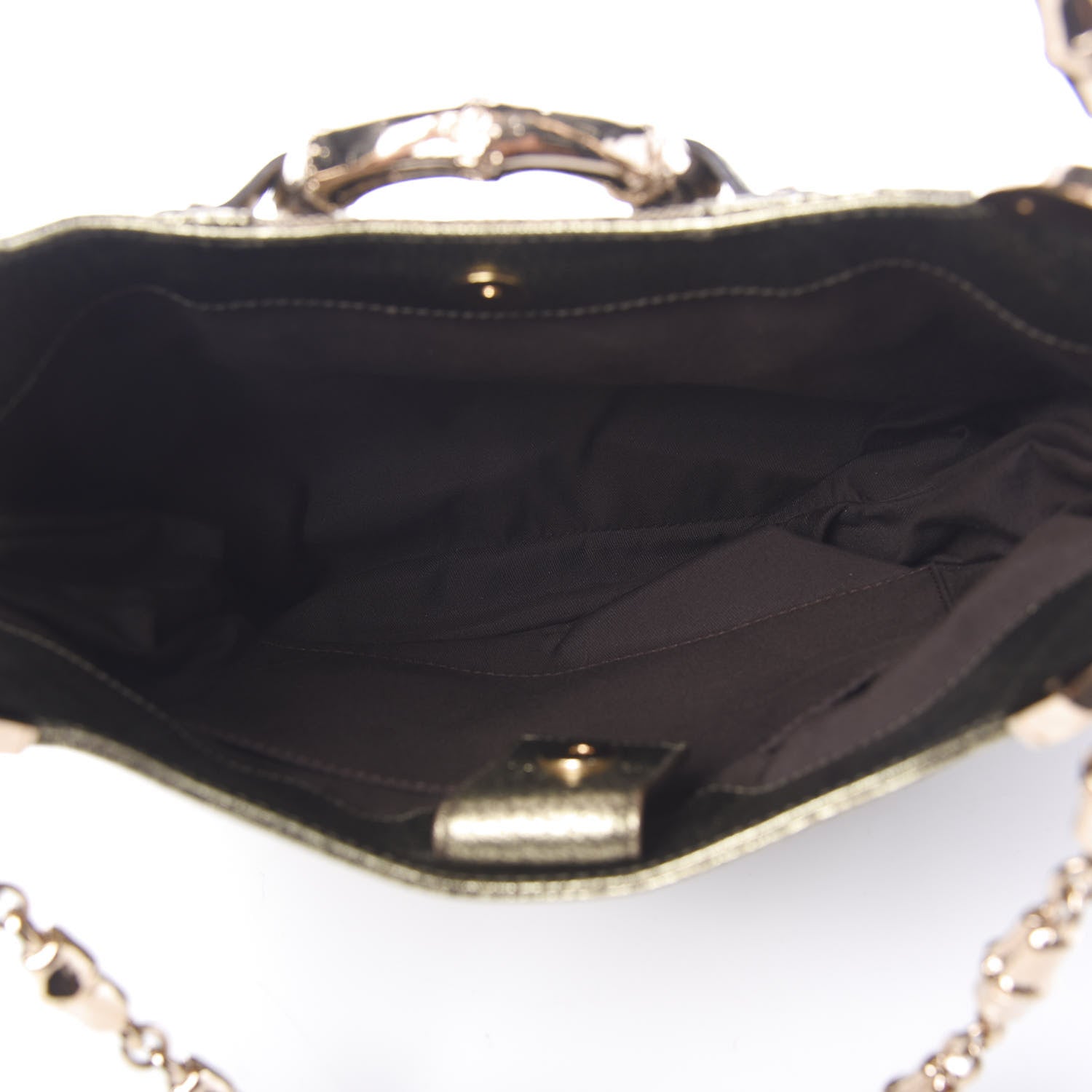 Gucci Monogram Bamboo Chain Tom Ford Shoulder Bag Metallic 4 of 9