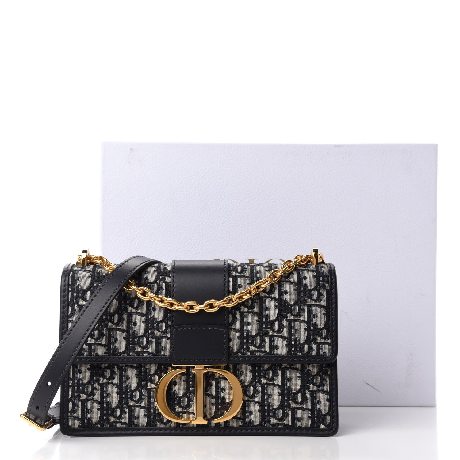 Christian Dior Oblique 30 Montaigne Chain Flap Bag Blue 10 of 10