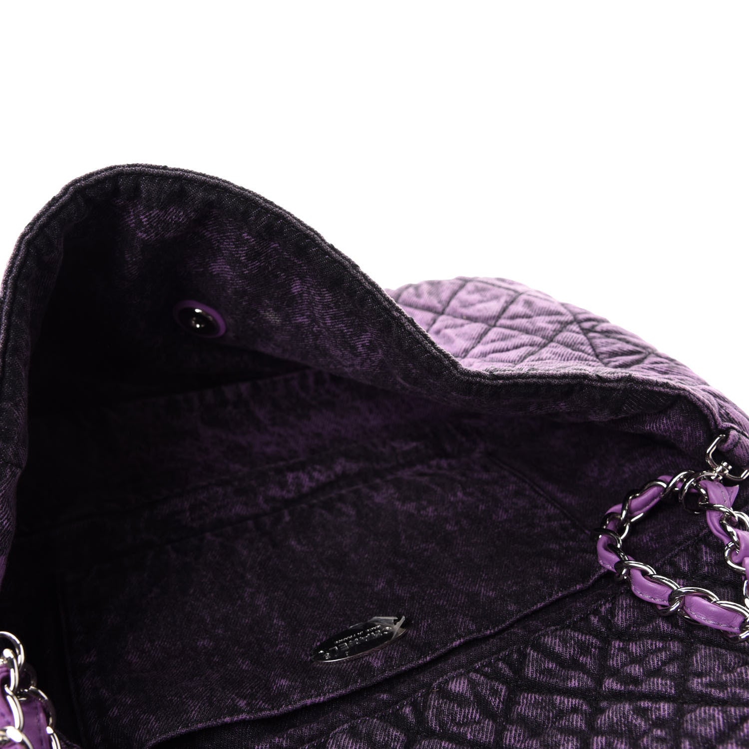 Chanel Denim Quilted Denimpression Flap Purple Black 5 of 10