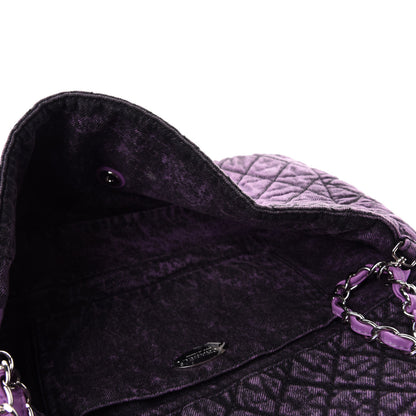 Chanel Denim Quilted Denimpression Flap Purple Black 5 of 10