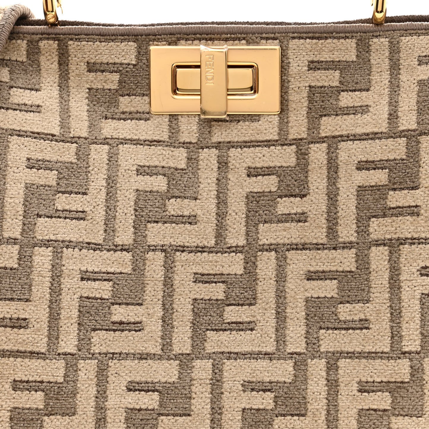 Chenille Suede Metal FF Small Peekaboo I SEE U Satchel Tortora Nuvola