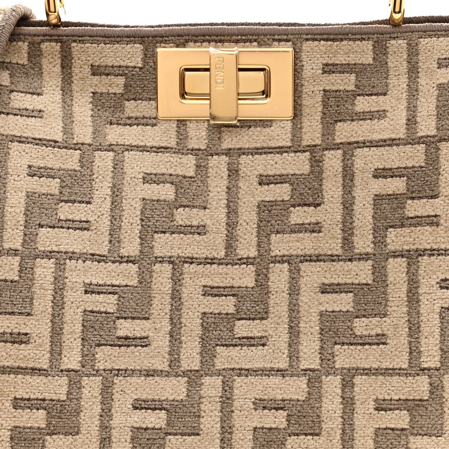 Fendi Chenille Suede Metal FF Small Peekaboo I SEE U Satchel Tortora Nuvola 9 of 11