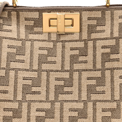 Fendi Chenille Suede Metal FF Small Peekaboo I SEE U Satchel Tortora Nuvola 9 of 11