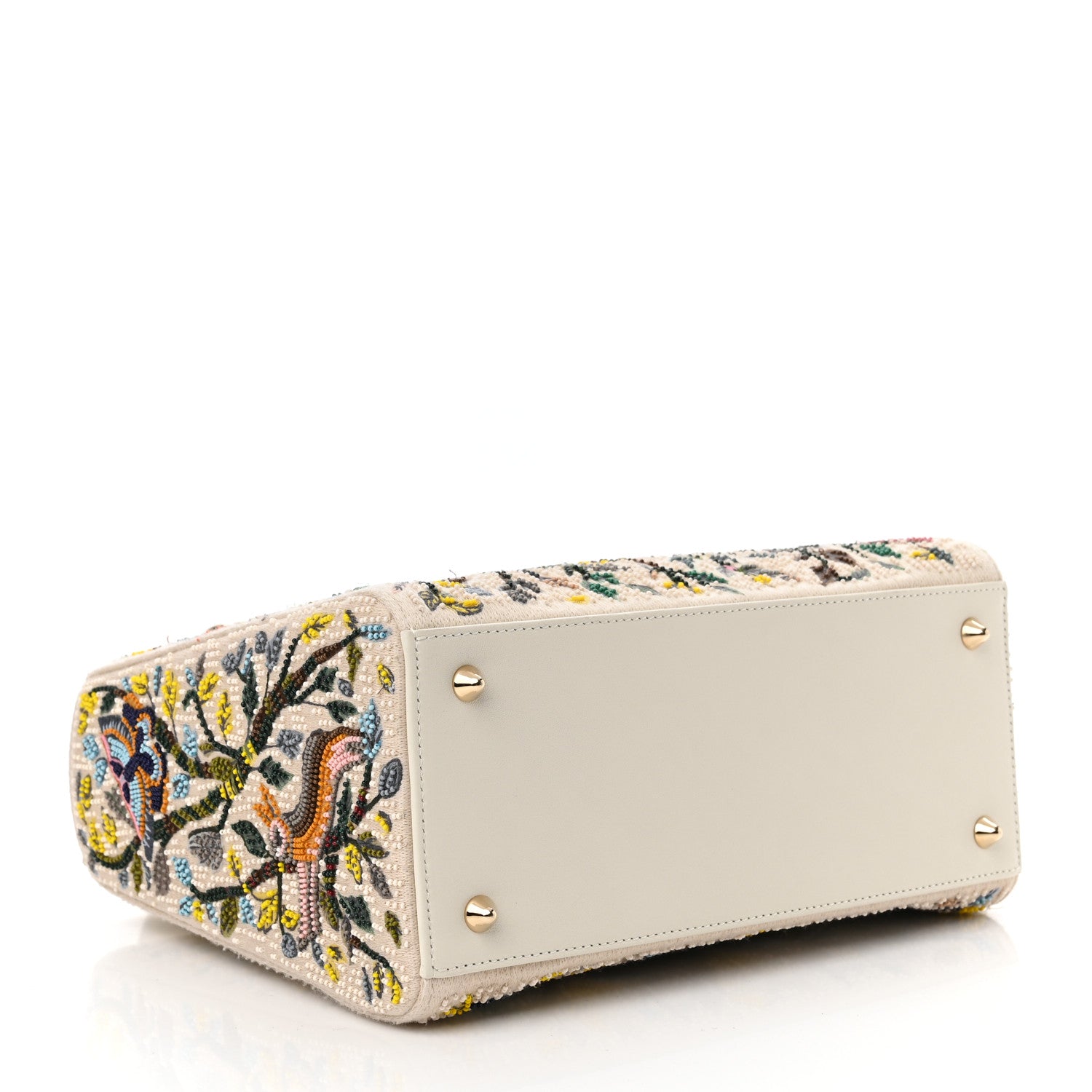 Christian Dior Calfskin Embroidered Medium Lady Dior White Multicolor 4 of 9