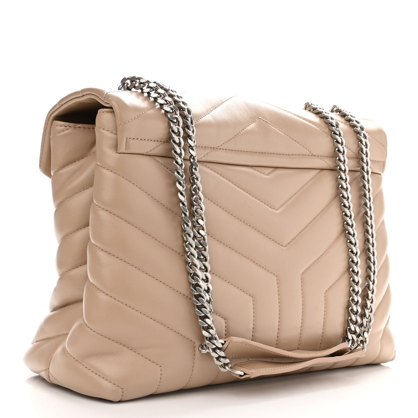 Calfskin Y Quilted Monogram Medium Loulou Chain Satchel Dark Beige