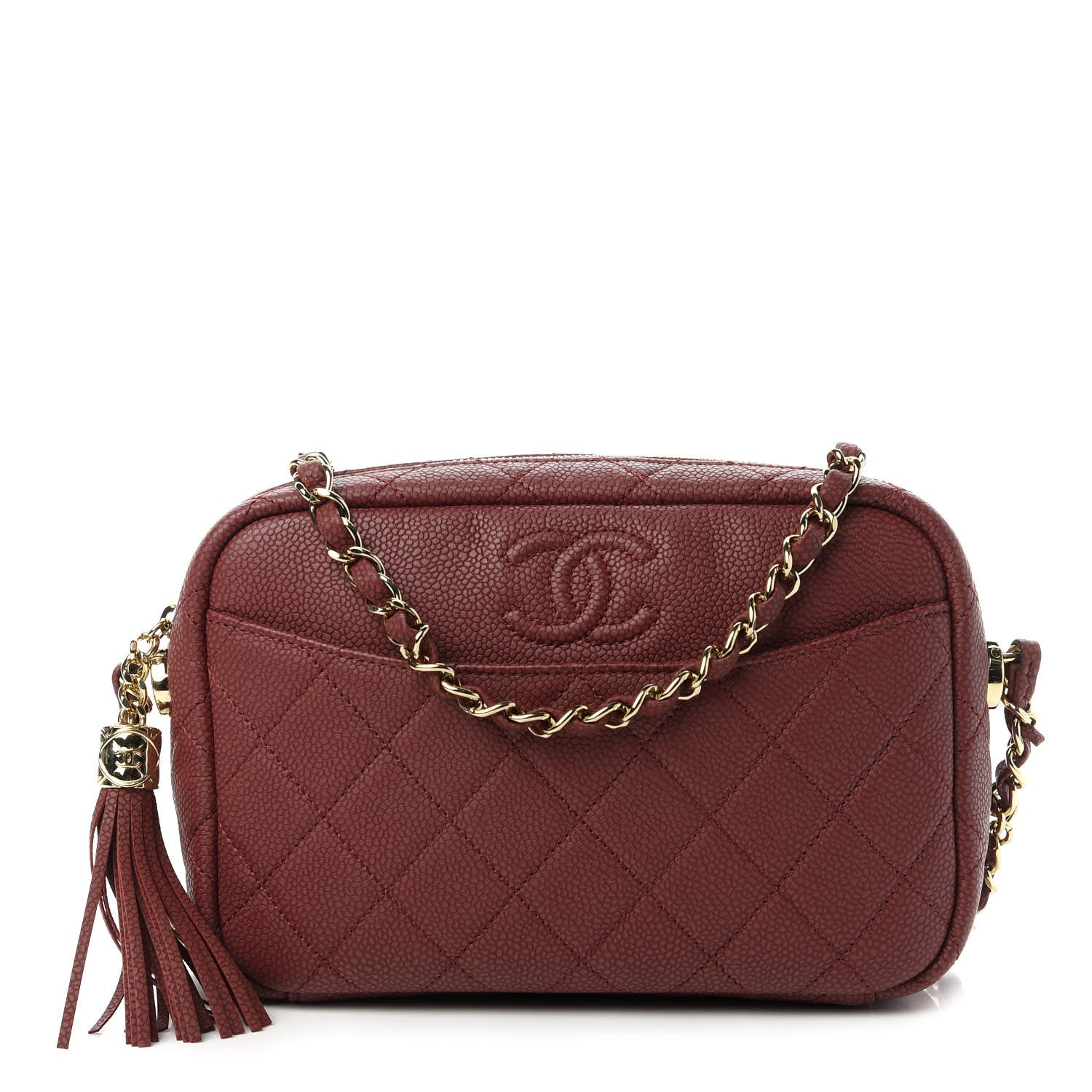 Chanel Caviar Quilted Medium Coco Tassel Camera Case Burgundy 1 of 11