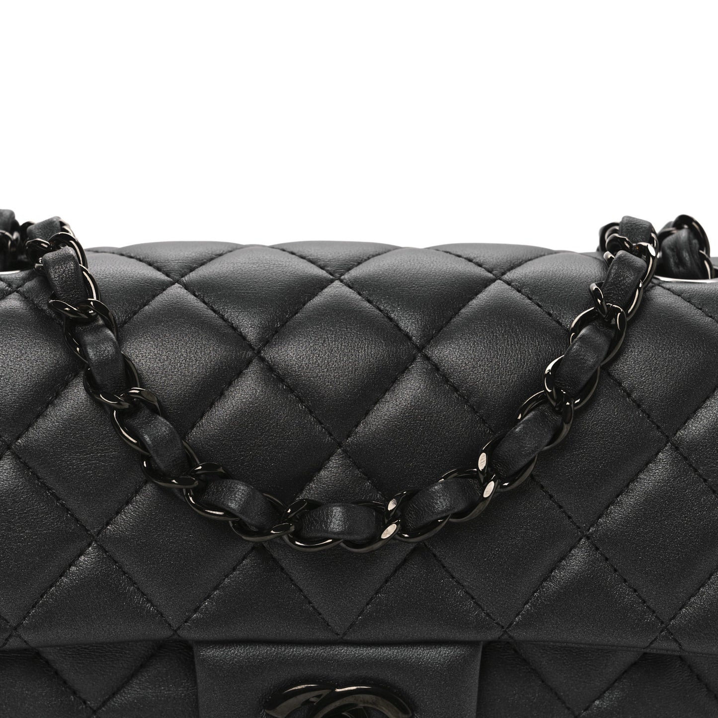 Lambskin Quilted Mini Rectangular Flap So Black