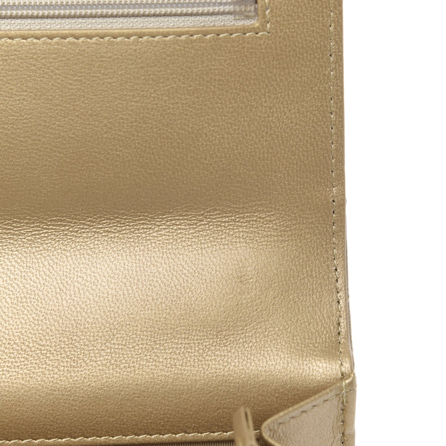Metallic Goatskin Quilted 19 Wallet On Chain WOC Gold