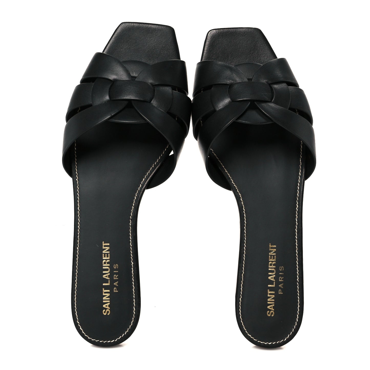 Calfskin Tribute 05 Slide Sandals 37.5 Black