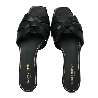 Saint Laurent Calfskin Tribute 05 Slide Sandals 37.5 Black 2 of 10