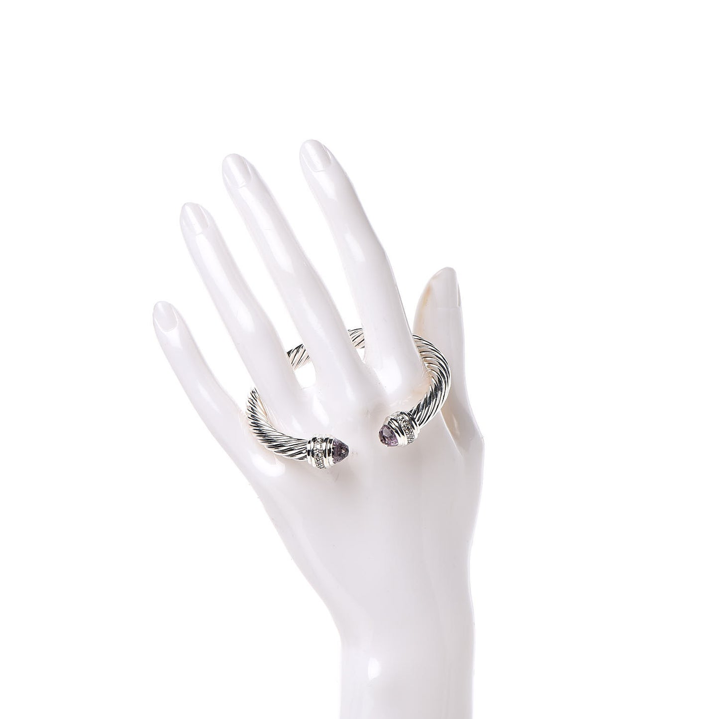 Sterling Silver Diamond Amethyst 7mm Cable Classics Bracelet
