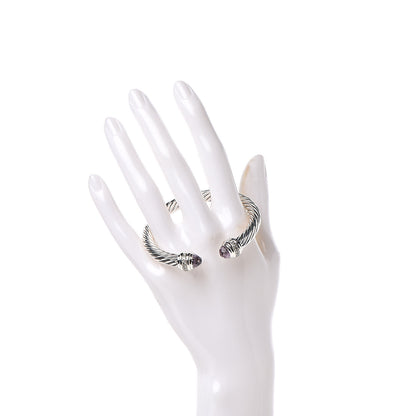 David Yurman Sterling Silver Diamond Amethyst 7mm Cable Classics Bracelet 2 of 6