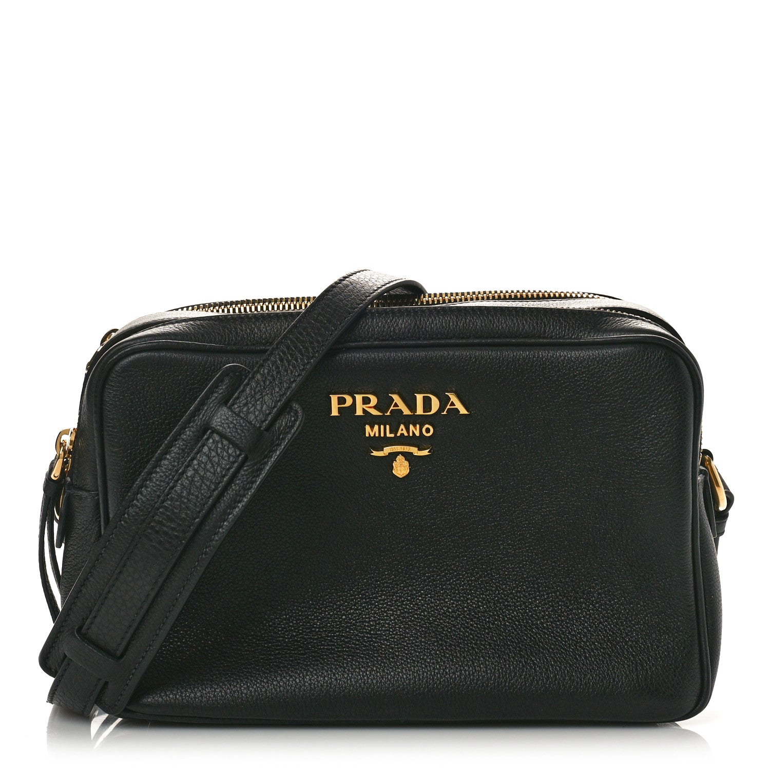 Prada Vitello Daino Medium Double Zip Shoulder Bag Black 1 of 10