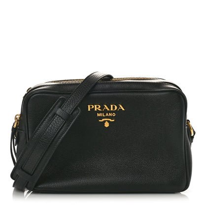 Prada Vitello Daino Medium Double Zip Shoulder Bag Black 1 of 10