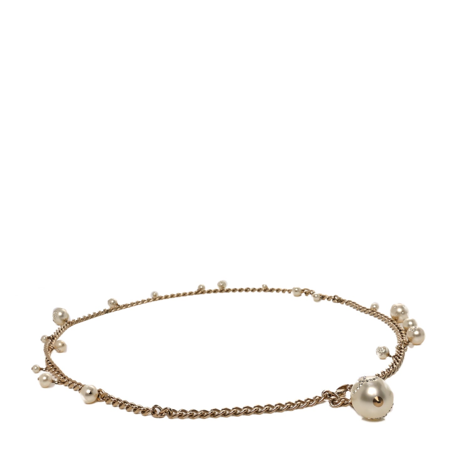 Pearl Crystal Chain Belt Gold White
