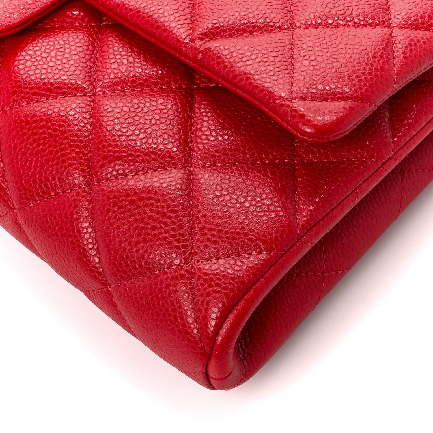 Chanel Caviar Quilted Clutch With Chain Flap Red 11 of 12