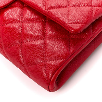 Chanel Caviar Quilted Clutch With Chain Flap Red 11 of 12
