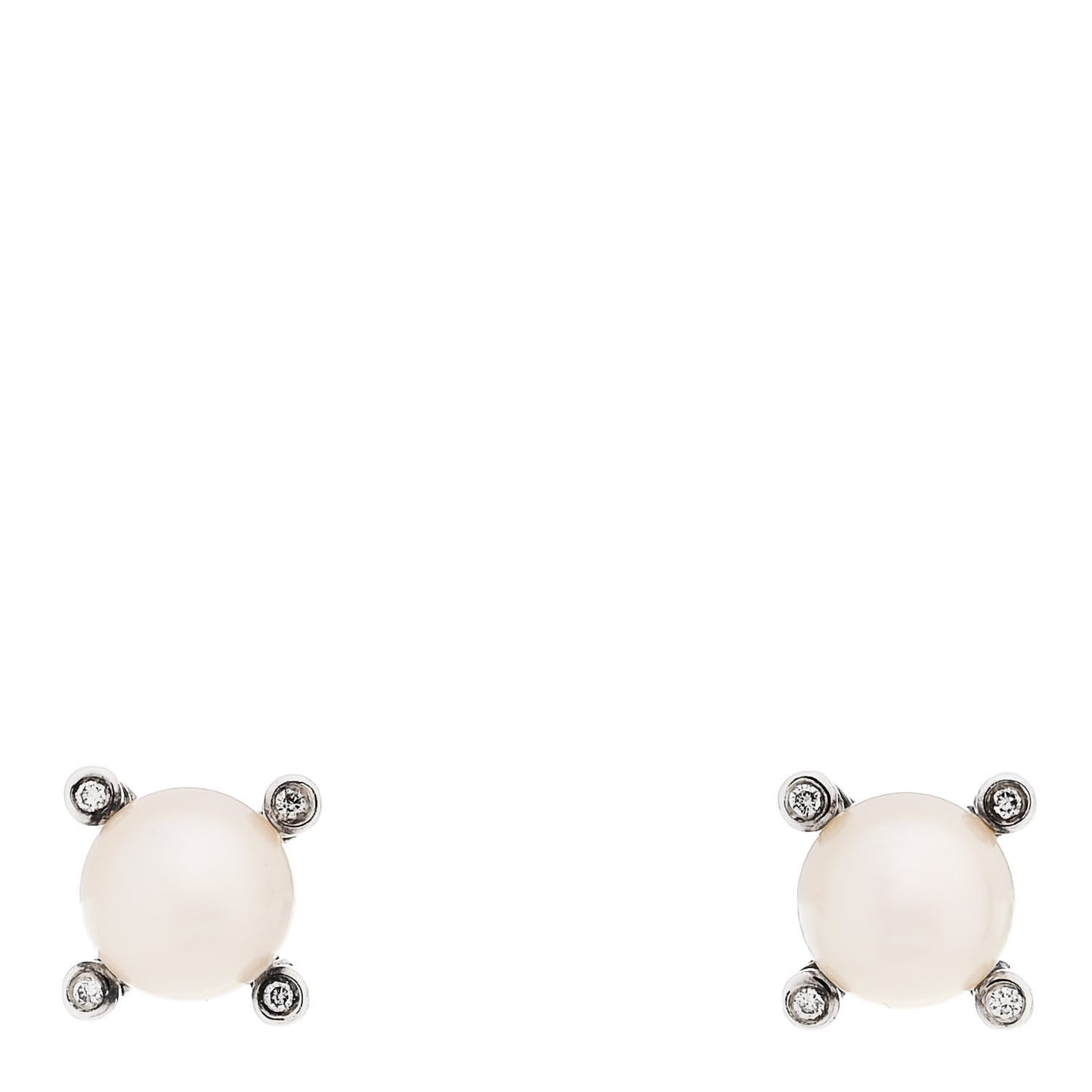 Sterling Silver Diamond Pearl 6-6.5mm Cable Stud Earrings