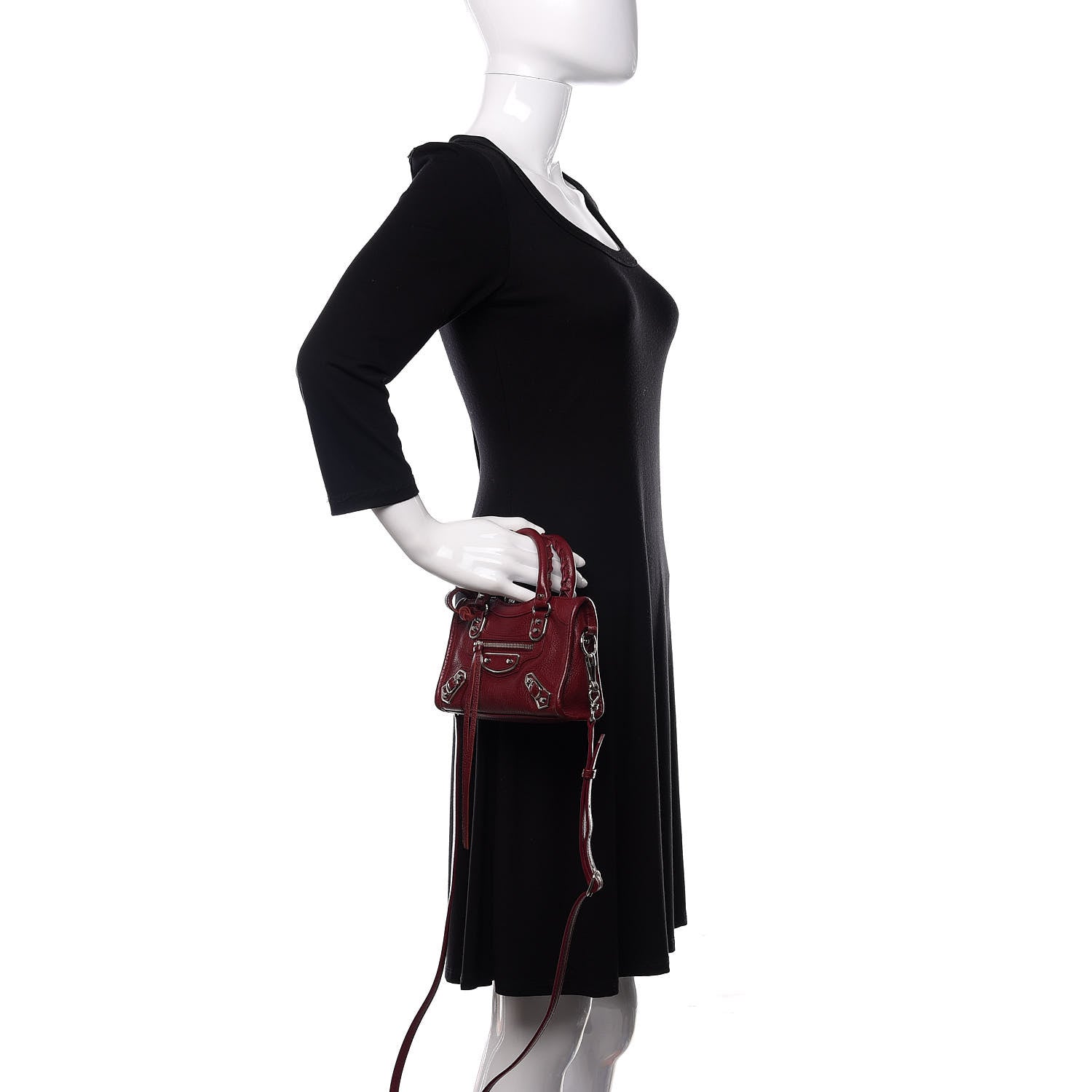 Balenciaga Chevre Silver Metallic Edge Hardware Nano City Rouge Lie De Vin 3 of 11