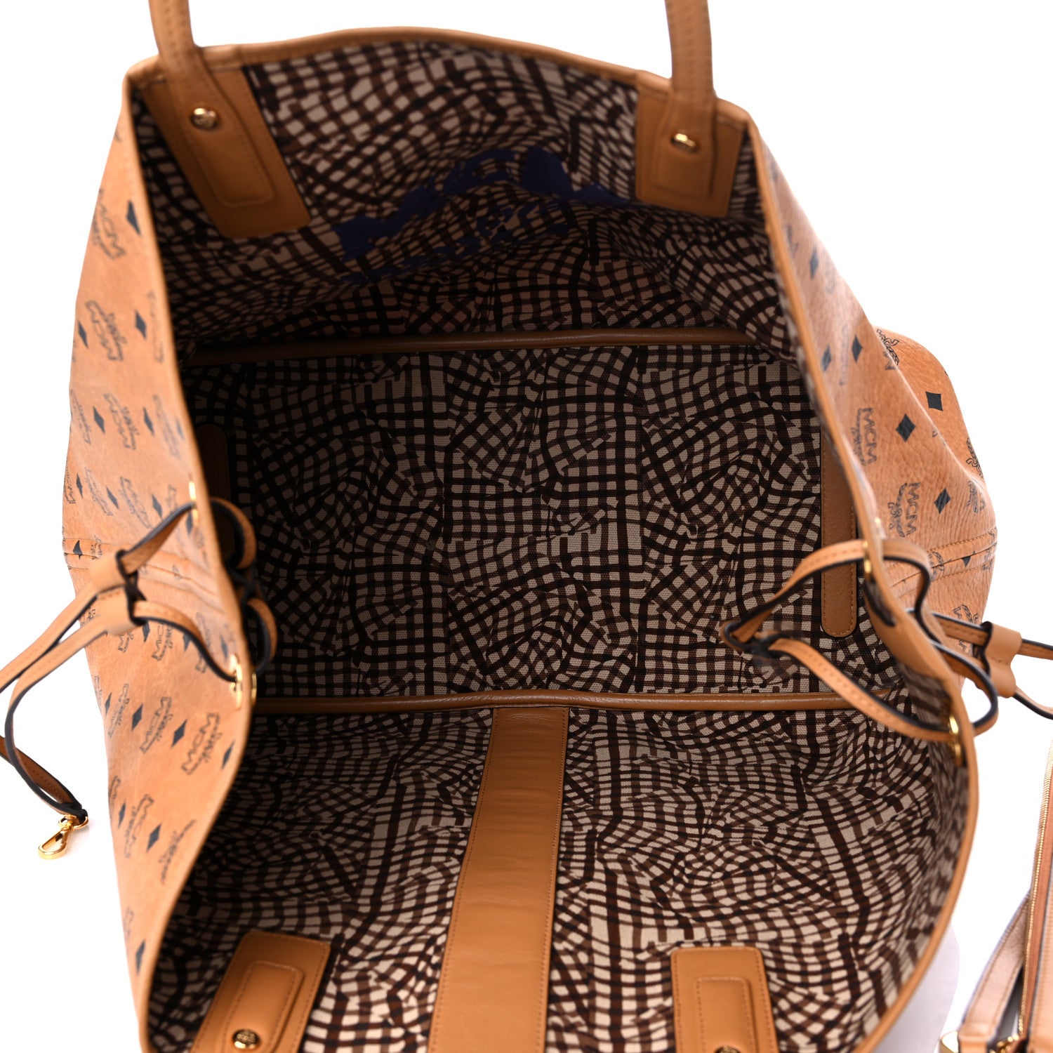 MCM Visetos Large Liz Reversible Shopper Tote Cognac 6 of 13