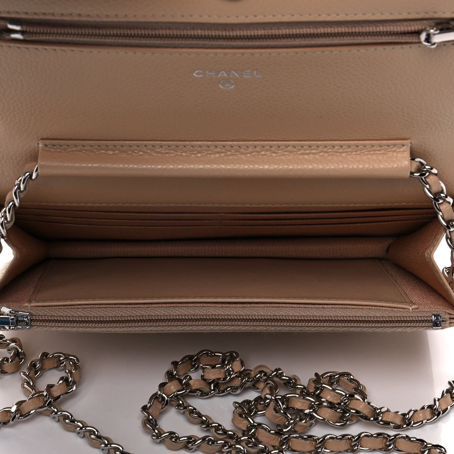 Chanel Caviar Quilted Wallet On Chain WOC Beige 5 of 10